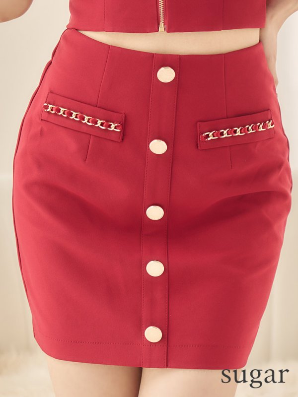 画像29: XSサイズあり【an /アン】セットアップ/ ノースリーブ/ フリルショルダー/ フロントジップ/ ボタン/ タイト/ ミニドレス/ キャバドレス[OF05] (29)