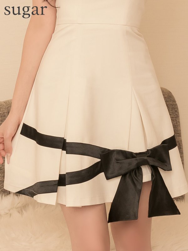 画像22: XSサイズあり【an/アン】リボン/ フロントジップ/ ワンカラー/ キャミソール/ Aライン/ フレア/ ワンピース/ ミニドレス/ キャバドレス[OF05] (22)