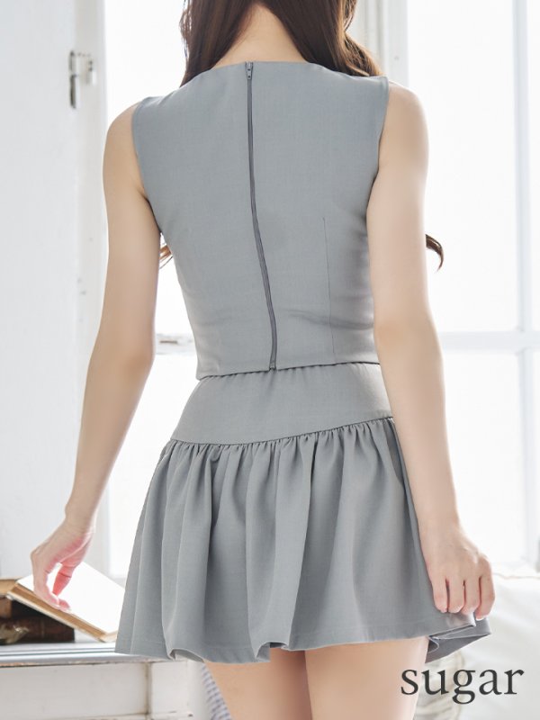 画像10: XSサイズあり【an /アン】ビジュー/ バストカット/ ノースリーブ/ フレア/ セットアップ/ ミニドレス/ キャバドレス[OF05] (10)