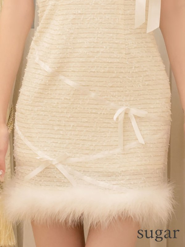 画像21: XSサイズあり【an /アン】 ツイード/ リボン/ バストジップ/ チェーンショルダー/ タイト/ ミニドレス/ キャバドレス[OF05] (21)