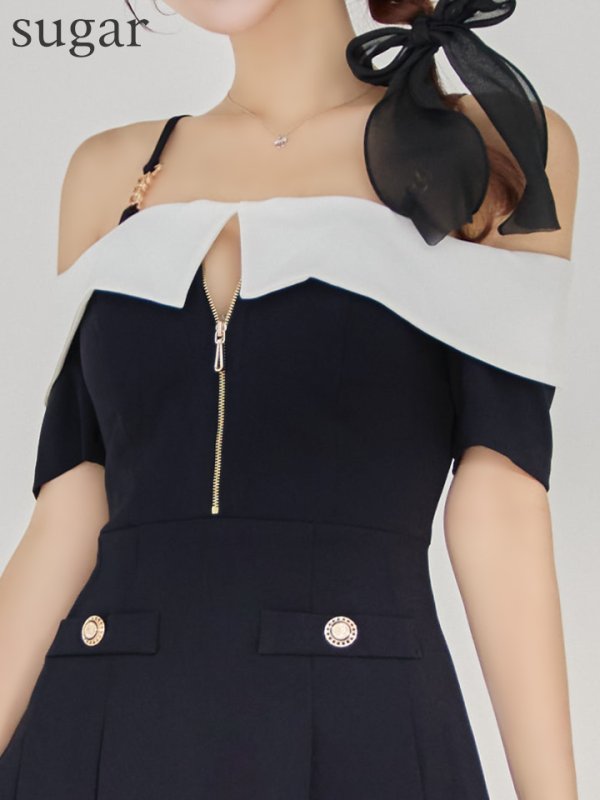 ホワイトxブラック　モデル：まりん　身長：164cm　着用サイズ：Sサイズ