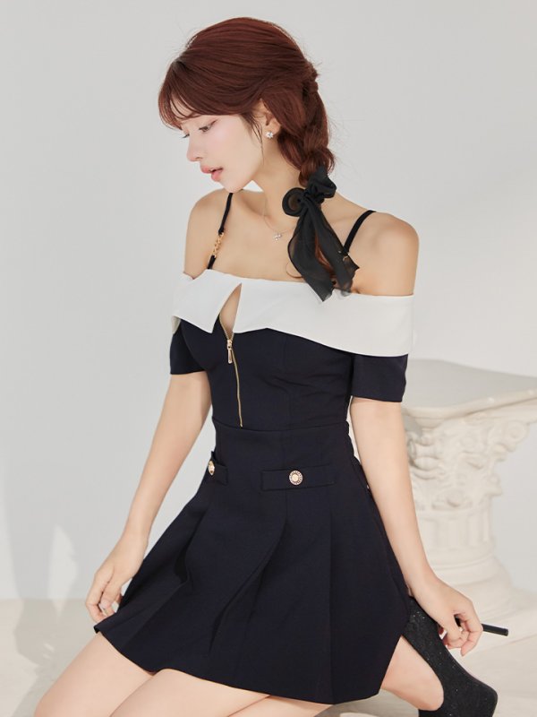 ホワイトxブラック　モデル：まりん　身長：164cm　着用サイズ：Sサイズ