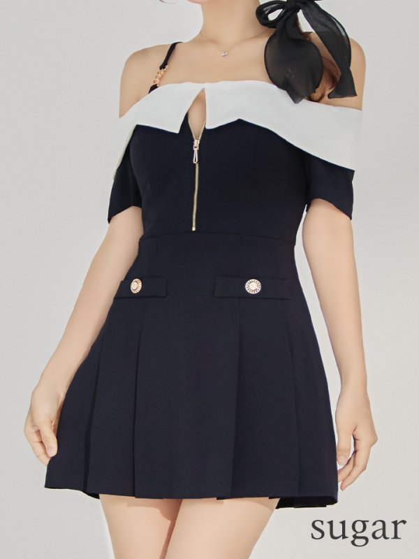 ホワイトxブラック　モデル：まりん　身長：164cm　着用サイズ：Sサイズ