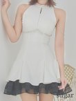 画像8: XSサイズあり【an /アン】ビジュー/ バストジップ/ チェーン/ アメスリ/ フリル/ バイカラー/ フレア/ ミニドレス/ キャバドレス[OF05] (8)