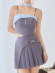 ブルー×グレー モデル：如月れい　身長：156cm　着用サイズ：Sサイズ 