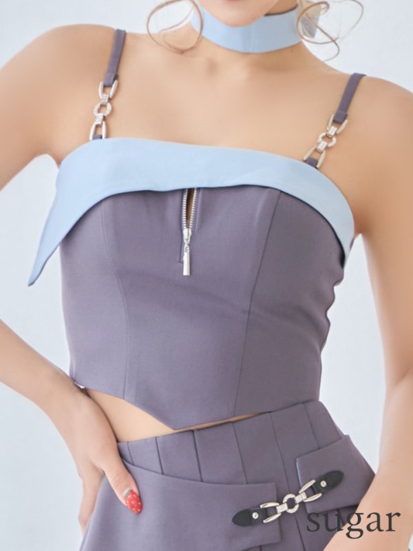 ブルー×グレー モデル：如月れい　身長：156cm　着用サイズ：Sサイズ 
