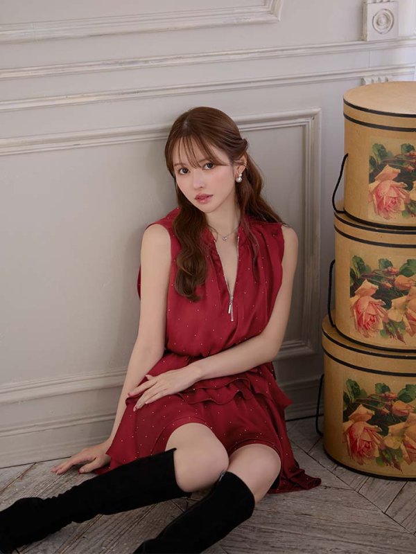 ワインレッド　モデル：ゆめ　身長：160cm　着用サイズ：Sサイズ