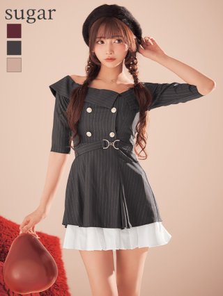 にゃん新品タグ付き★ ブラックミニドレス an/アン】クロス バックリボン ワンカラー マーメイド高級