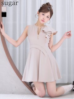 【ANGEL R/エンジェルアール】スタンドネック/ フラワーレース/ サテン/ ウエストマーク/ Aライン/ フレア/ マイクロ/ ミニドレス/ キャバドレス