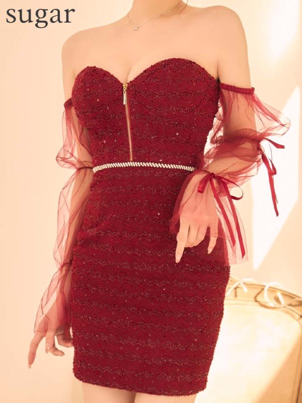 ワインレッド　モデル：羽澄まり　身長：158cm　着用サイズ：Sサイズ
