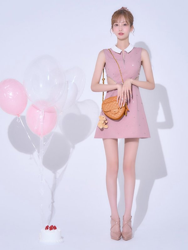 ピンク モデル：あすか　身長：170cm　着用サイズ：Sサイズ