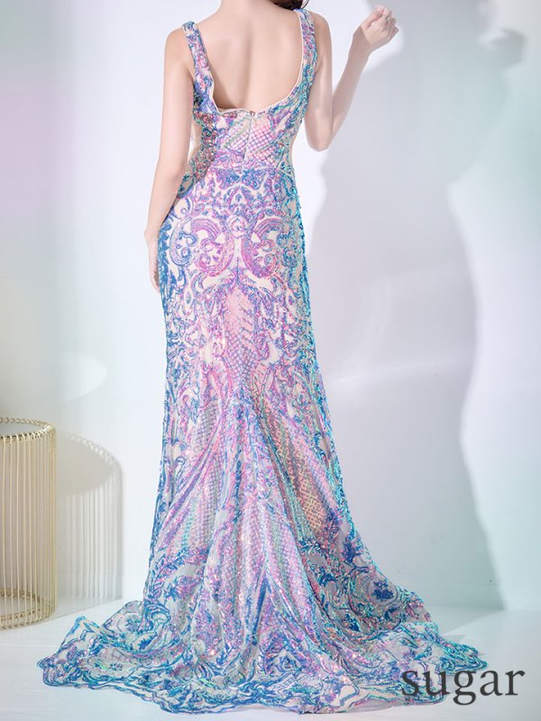 画像9: 【ANGEL R PREMIUM/エンジェルアールプレミアム】マーメイド/ ビジュー/ スパンコール/ オーロラ/ ノースリーブ/ シアー/ ロング/ キャバドレスlong[OF2] (9)