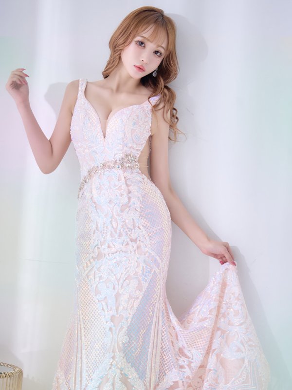 画像15: 【ANGEL R PREMIUM/エンジェルアールプレミアム】マーメイド/ ビジュー/ スパンコール/ オーロラ/ ノースリーブ/ シアー/ ロング/ キャバドレスlong[OF2] (15)