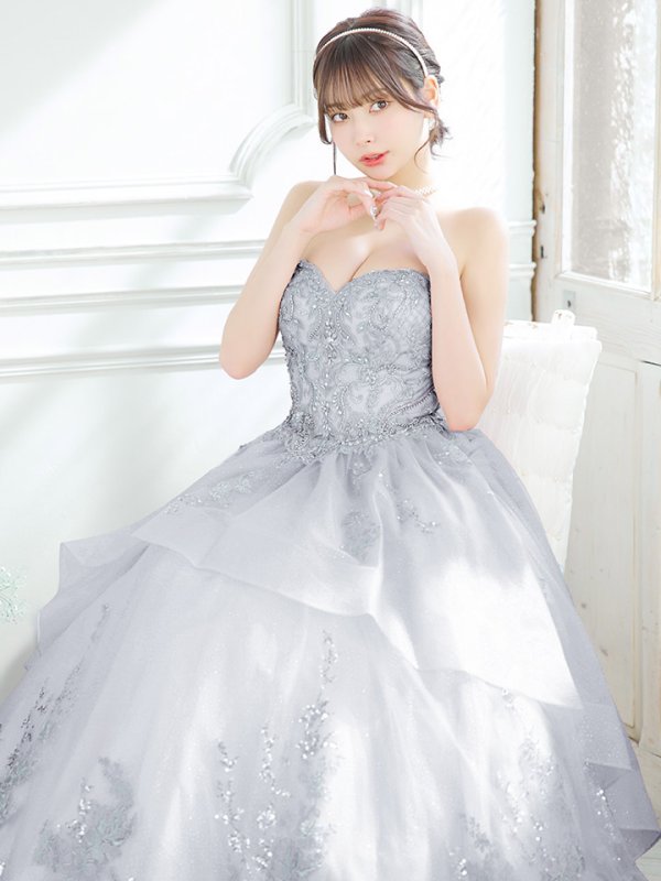 画像2: 【ANGEL R PREMIUM/エンジェルアールプレミアム】ベア/ ウェディング/ バースデー/ プリンセス/ フラワーレース/ スパンコールビジュー/ キャバドレスlong【HC03】 (2)