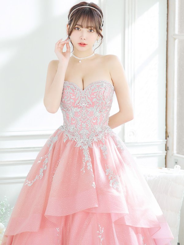 画像32: 【るな/関西コレクション着用】【ANGEL R PREMIUM/エンジェルアールプレミアム】ベア/ ウェディング/ バースデー/ プリンセス/ フラワーレース/ スパンコールビジュー/ キャバドレスlong【HC03】 (32)