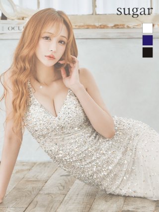 み*ん様 試着のみsugar ベージュ スリーブレスドレス Lip line/リップライン】ワンカラー/ スリット/ ビジュー