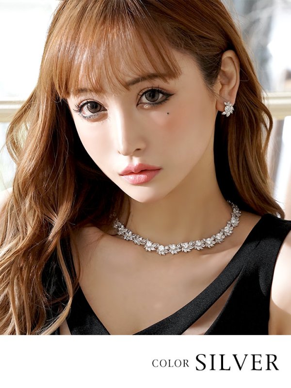 画像2: 【アクセサリー：セット】【ANGEL R/エンジェルアール】ラグジュアリーストーンネックレス&ピアスセット[OF02-U] (2)