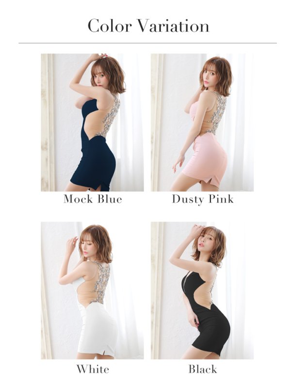 画像5: 即日発送！【ANGEL R/エンジェルアール】背中魅せ/ノースリーブ/シアーデザイン/ チェーンビーズ/ タイトミニ/ ミニドレス/ キャバドレス[OF2] (5)