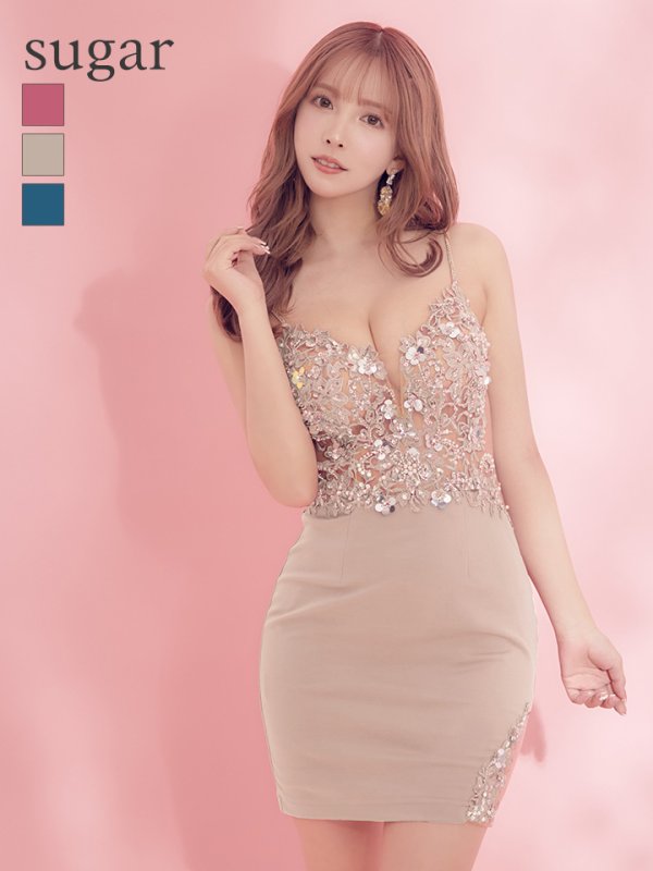 画像17: XSサイズあり【ANGEL R/エンジェルアール】アッパーフラワー/ バックシャン/ ビジュー/ タイト/ ミニドレス/ キャバドレス[OF2] (17)