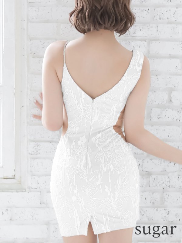 画像12: XSサイズあり【ANGEL R/エンジェルアール】フラワー刺繍/ アシンメトリー/ タイト/ ミニドレス/ キャバドレス[OF2] (12)