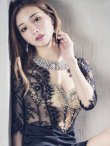 画像15: XSサイズあり【ANGEL R/エンジェルアール】デコルテビジュー/ ハーフスリーブ/ レース/タイト/ ミニドレス/ キャバドレス[OF2] (15)