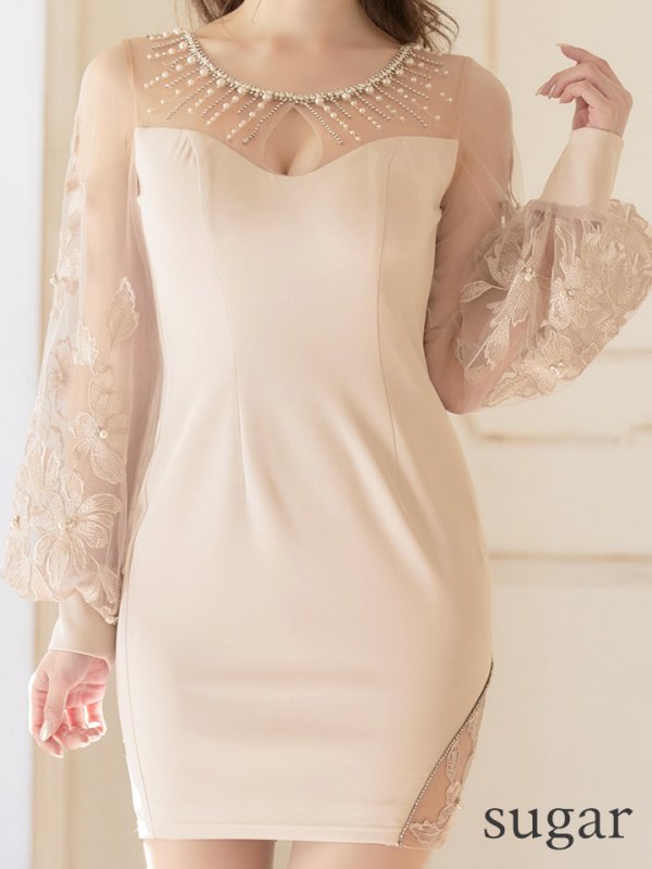 画像11: 【ANGEL R/エンジェルアール】フラワーレース/ ワイドスリーブ/ タイト/ ミニドレス/ キャバドレス[OF2] (11)