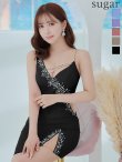 XSサイズあり【Angel R/エンジェルアール】ストラインビジュー/ アシンメトリー/ タイトミニ/ ミニドレス/ キャバドレス　ブラック