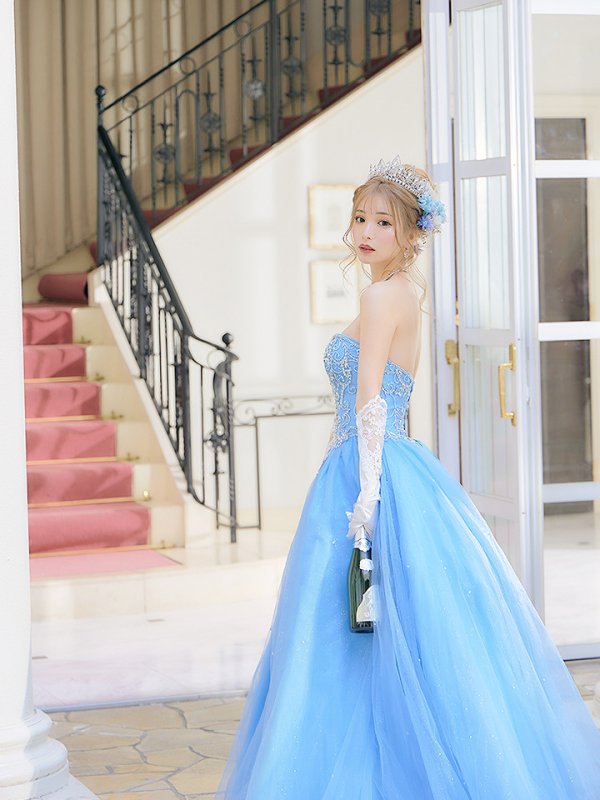 画像14: 【みゆう / 関西コレクション着用】【ANGEL R/エンジェルアール】ベア/ プリンセス/ ラメ/ ロング/ キャバドレスlong[OF2] (14)