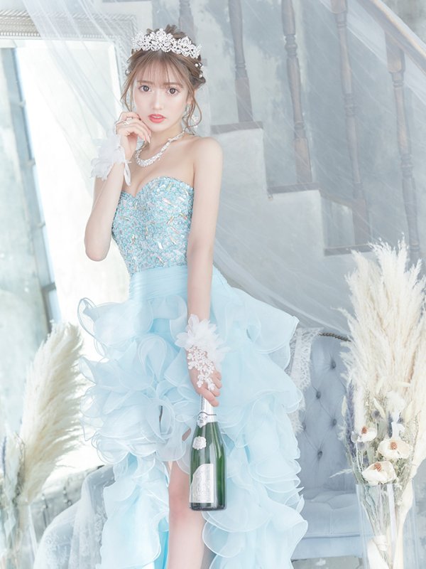 画像7: 【鈴音りん / 関西コレクション着用】【ANGEL R/エンジェルアール】【17color】ビジュー/ ベア/ ショートinロング/ プリンセス / キャバドレス long[OF2] (7)