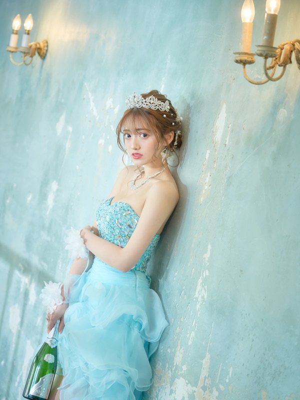 画像8: 【鈴音りん / 関西コレクション着用】【ANGEL R/エンジェルアール】【17color】ビジュー/ ベア/ ショートinロング/ プリンセス / キャバドレス long[OF2] (8)