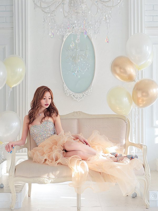 画像3: 【ANGEL R/エンジェルアール】【17color】ビジュー/ ベア/ ショートinロング/ プリンセス / キャバドレス long[OF2] (3)