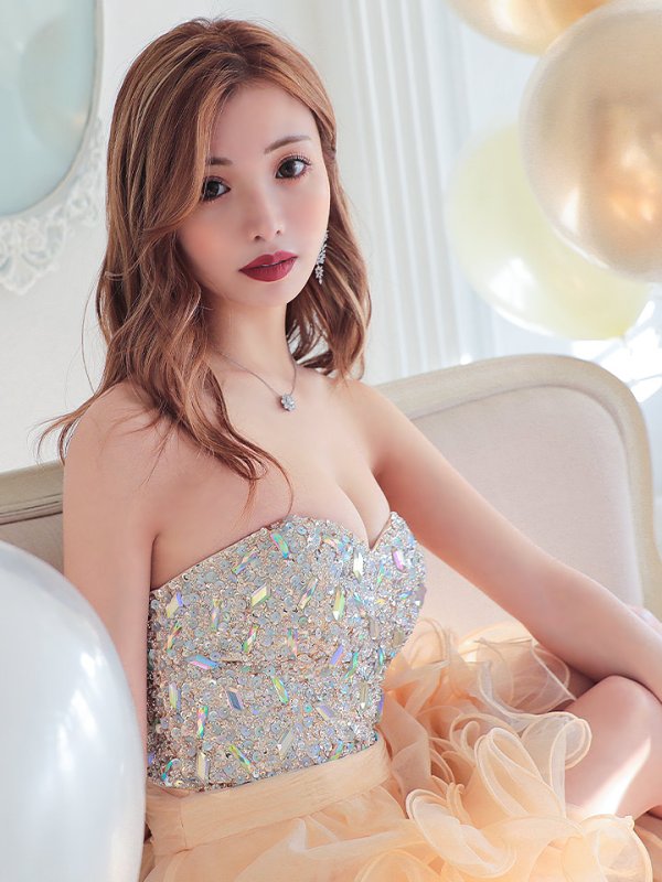 画像4: 【ANGEL R/エンジェルアール】【17color】ビジュー/ ベア/ ショートinロング/ プリンセス / キャバドレス long[OF2] (4)