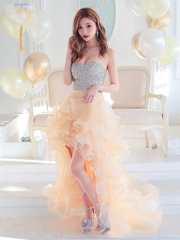 画像5: 【ANGEL R/エンジェルアール】【17color】ビジュー/ ベア/ ショートinロング/ プリンセス / キャバドレス long[OF2] (5)