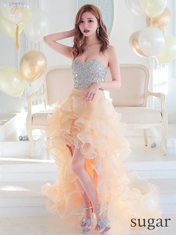 画像8: 【ANGEL R/エンジェルアール】【17color】ビジュー/ ベア/ ショートinロング/ プリンセス / キャバドレス long[OF2] (8)