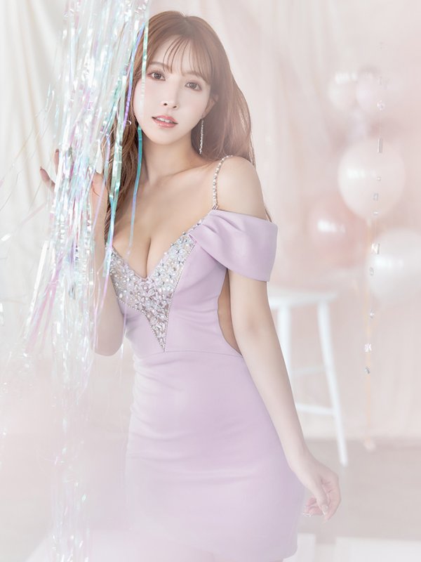 画像3: XSサイズあり【ANGEL R/エンジェルアール】3WAYショルダー/ オフショルダー/ ワンカラー/ バストフラワーパールビジュー/ タイト/ ミニドレス/ キャバドレス[OF2] (3)