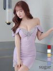 画像24: XSサイズあり【ANGEL R/エンジェルアール】3WAYショルダー/ オフショルダー/ ワンカラー/ バストフラワーパールビジュー/ タイト/ ミニドレス/ キャバドレス[OF2] (24)
