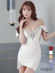 画像2: XSサイズあり【ANGEL R/エンジェルアール】3WAYショルダー/ オフショルダー/ ワンカラー/ バストフラワーパールビジュー/ タイト/ ミニドレス/ キャバドレス[OF2] (2)