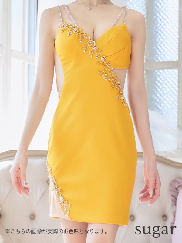 画像10: XSサイズあり【ANGEL R/エンジェルアール】アシンメトリー/ フラワーパールビジュー/ ショルダービジ/ タイト/ ミニドレス/ キャバドレス[OF2] (10)