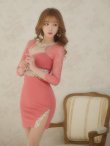 画像32: sugarxARコラボカラー・XSサイズあり【ANGEL R/エンジェルアール】レーススリーブ/ 七分袖/ 長袖/ 袖あり/ デコルテウエストスパンコールビジュー/ アメスリ/ タイト/ ミニドレス/ キャバドレス[OF2] (32)