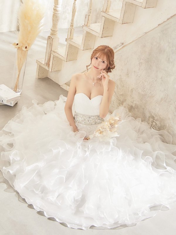 画像4: 【ANGEL R/エンジェルアール】ベア/ ウェディング/ バースデー/ プリンセス/ アッパーギャザービジュー/ フリル/ ロングドレス/ キャバドレス long[OF2] (4)