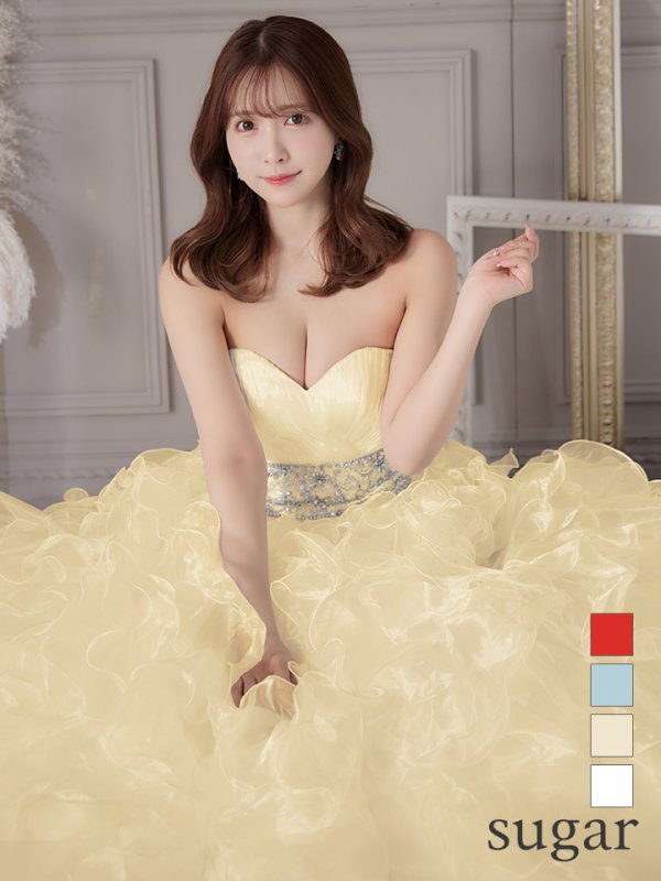 画像3: 【ANGEL R/エンジェルアール】ベア/ ウェディング/ バースデー/ プリンセス/ アッパーギャザービジュー/ フリル/ ロングドレス/ キャバドレス long[OF2] (3)