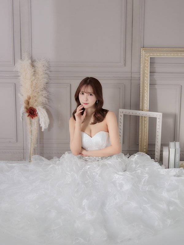 画像2: 【ANGEL R/エンジェルアール】ベア/ ウェディング/ バースデー/ プリンセス/ アッパーギャザービジュー/ フリル/ ロングドレス/ キャバドレス long[OF2] (2)