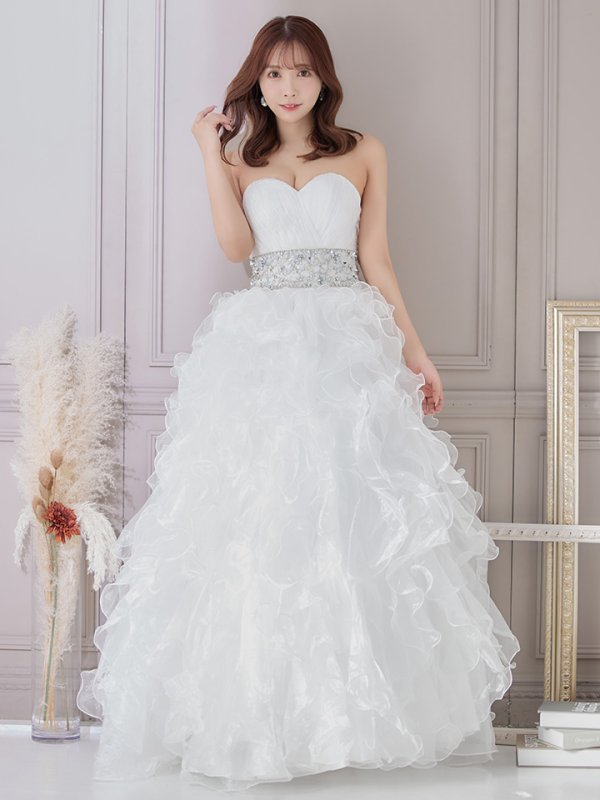 画像4: 【ANGEL R/エンジェルアール】ベア/ ウェディング/ バースデー/ プリンセス/ アッパーギャザービジュー/ フリル/ ロングドレス/ キャバドレス long[OF2] (4)