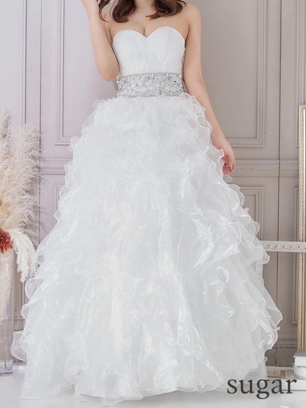 画像8: 【ANGEL R/エンジェルアール】ベア/ ウェディング/ バースデー/ プリンセス/ アッパーギャザービジュー/ フリル/ ロングドレス/ キャバドレス long[OF2] (8)