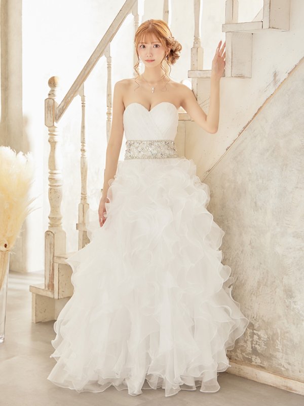 画像6: 【ANGEL R/エンジェルアール】ベア/ ウェディング/ バースデー/ プリンセス/ アッパーギャザービジュー/ フリル/ ロングドレス/ キャバドレス long[OF2] (6)