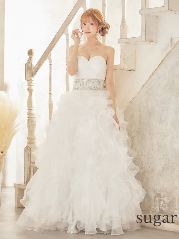 画像9: 【ANGEL R/エンジェルアール】ベア/ ウェディング/ バースデー/ プリンセス/ アッパーギャザービジュー/ フリル/ ロングドレス/ キャバドレス long[OF2] (9)