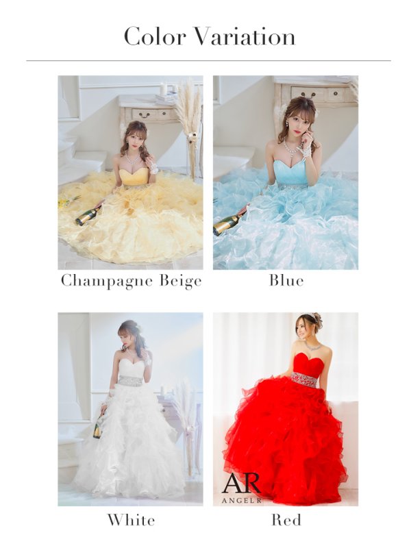 画像18: 【関西コレクション着用】【ANGEL R/エンジェルアール】ベア/ ウェディング/ バースデー/ プリンセス/ アッパーギャザービジュー/ フリル/ ロングドレス/ キャバドレス long[OF2] (18)