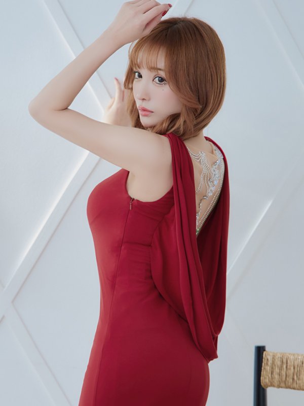 画像5: 【ANGEL R/エンジェルアール】バックドレープ/ ビジューデザイン/ マーメイド/ ロングドレス/ キャバドレス long[OF2] (5)