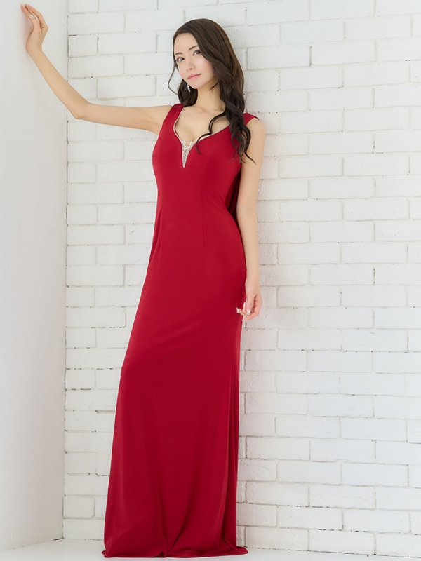 画像4: 【ANGEL R/エンジェルアール】バックドレープ/ ビジューデザイン/ マーメイド/ ロングドレス/ キャバドレス long[OF2] (4)