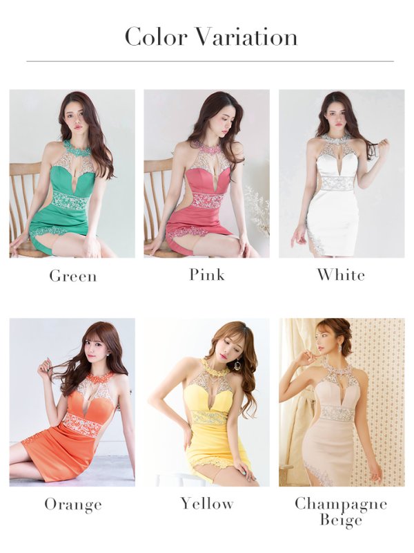 画像19: 【ANGEL R/エンジェルアール】アメスリ/ フラワーネック/ デコルテチェーン/ ビジュー/ タイト/ ミニドレス/ キャバドレス[OF2] (19)